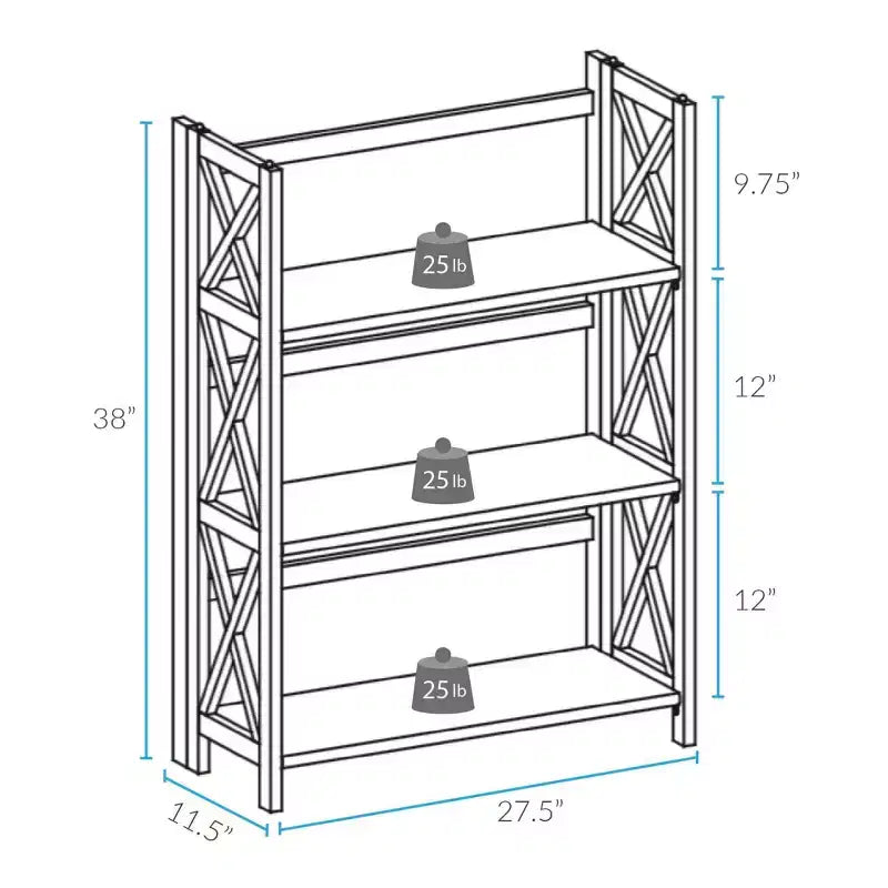 Bibliothèque pliable 3 étagères en X