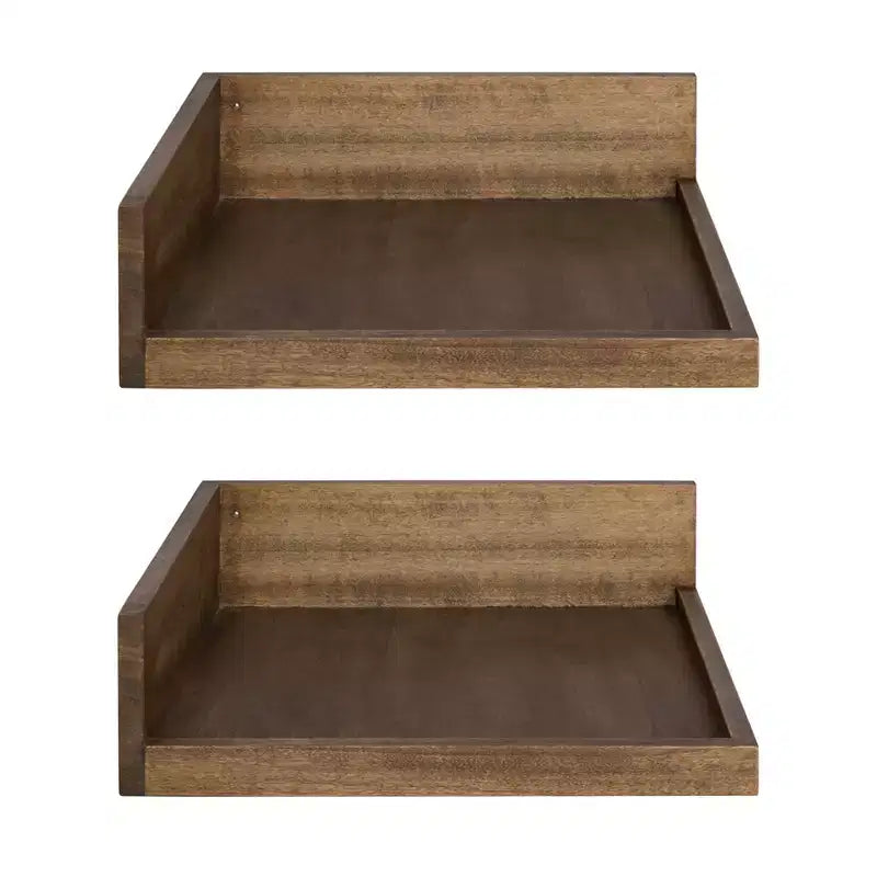 Étagère murale d'angle flottante en bois Levie, 4,5 x 2,2, paquet de 2