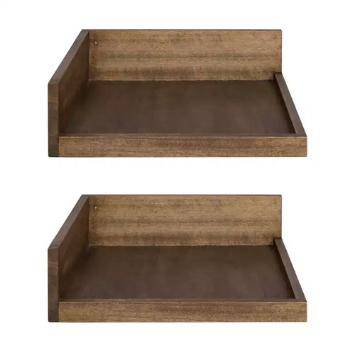 Étagère murale d'angle flottante en bois Levie, 4,5 x 2,2, paquet de 2