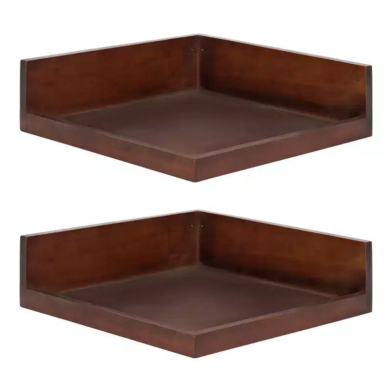 Étagère murale d'angle flottante en bois Levie, 4,5 x 2,2, paquet de 2