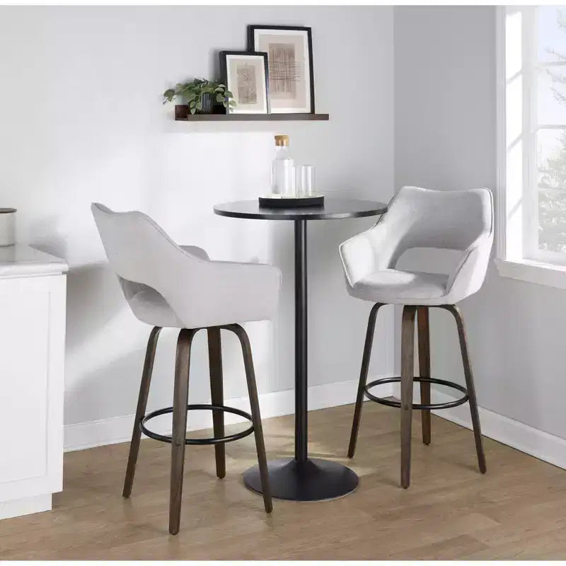 Tabourets de bar Mustang Tissu foncé/Métal noir (Paquet de 2)