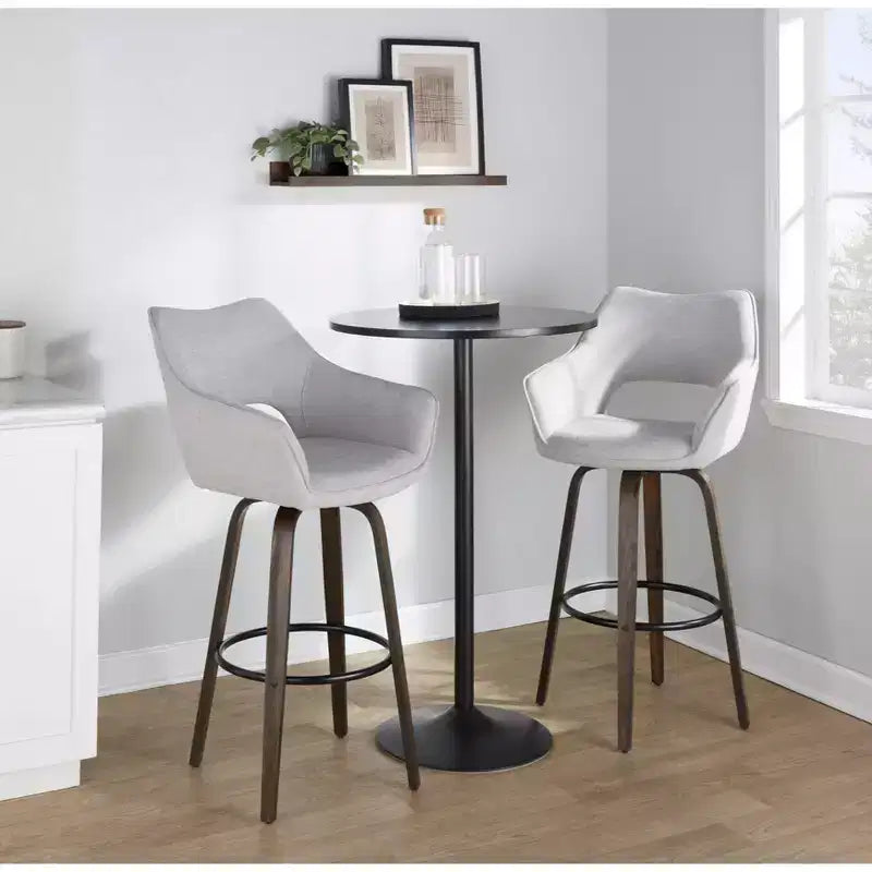 Tabourets de bar Mustang Tissu foncé/Métal noir (Paquet de 2)
