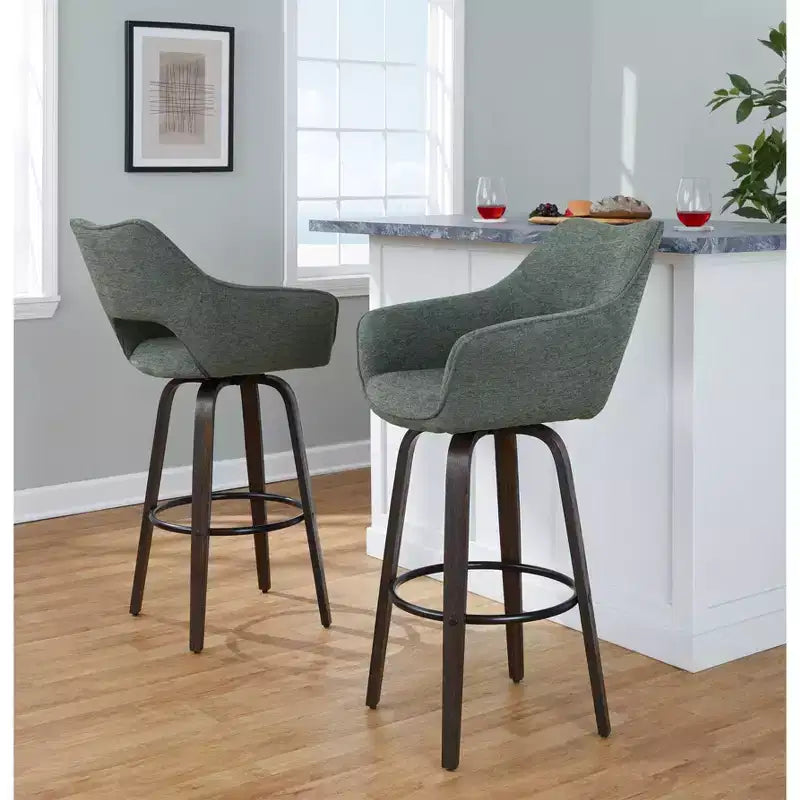 Tabourets de bar Mustang Tissu foncé/Métal noir (Paquet de 2)
