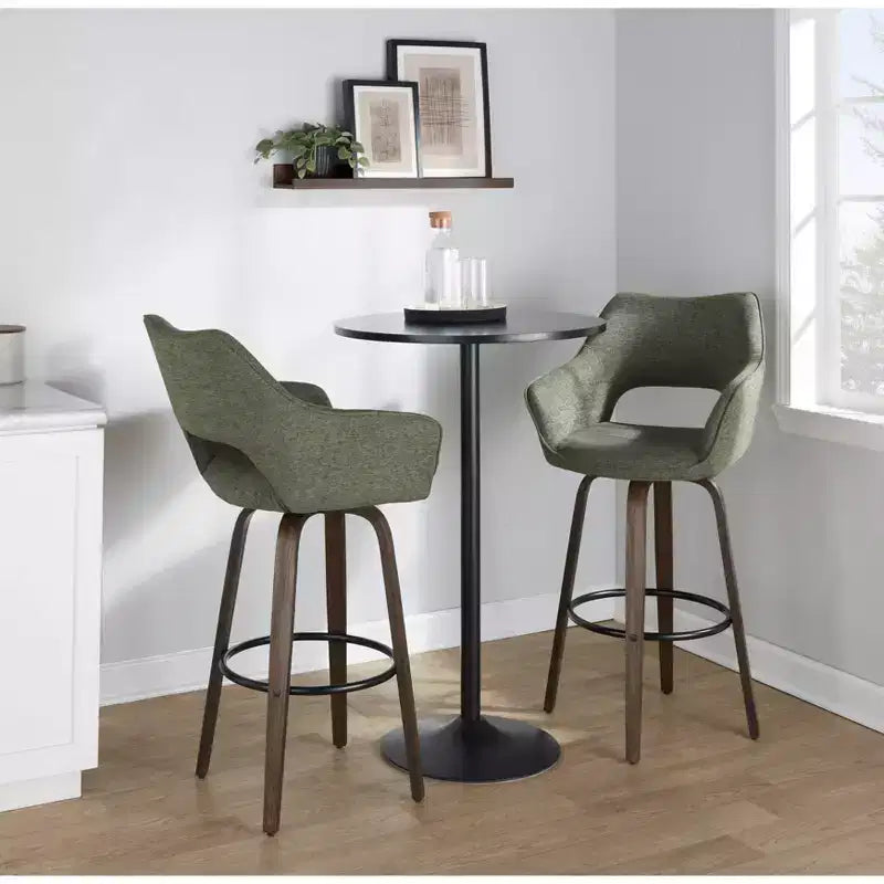 Tabourets de bar Mustang Tissu foncé/Métal noir (Paquet de 2)
