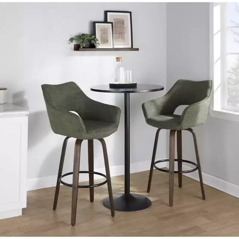 Tabourets de bar Mustang Tissu foncé/Métal noir (Paquet de 2)