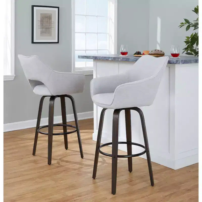 Tabourets de bar Mustang Tissu foncé/Métal noir (Paquet de 2)