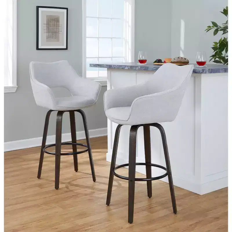 Tabourets de bar Mustang Tissu foncé/Métal noir (Paquet de 2)