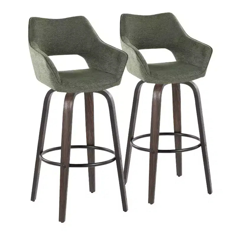 Tabourets de bar Mustang Tissu foncé/Métal noir (Paquet de 2)